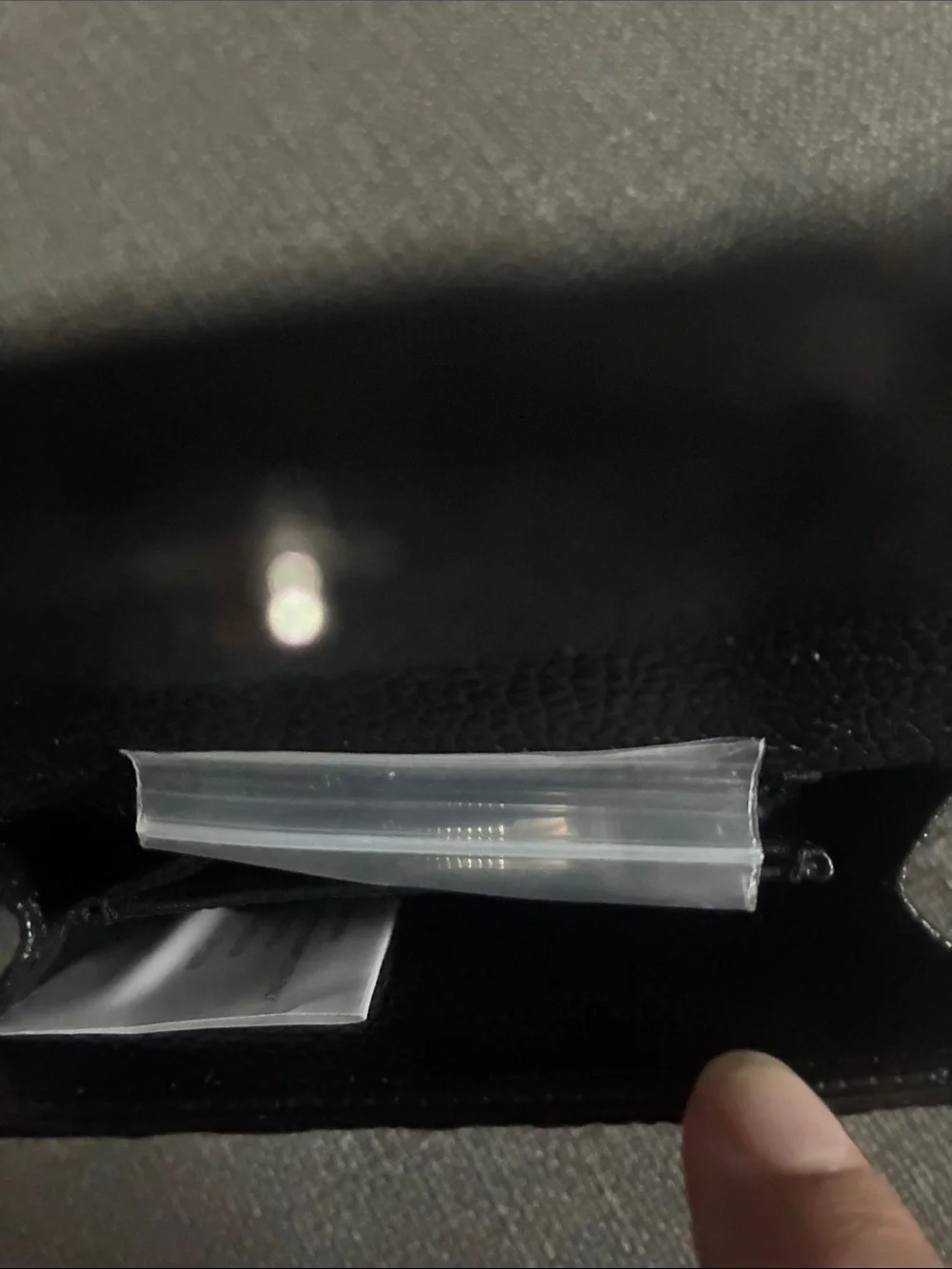 Embossed Black Leather Key Card Wallet with Silver Gaming Chip Hardware